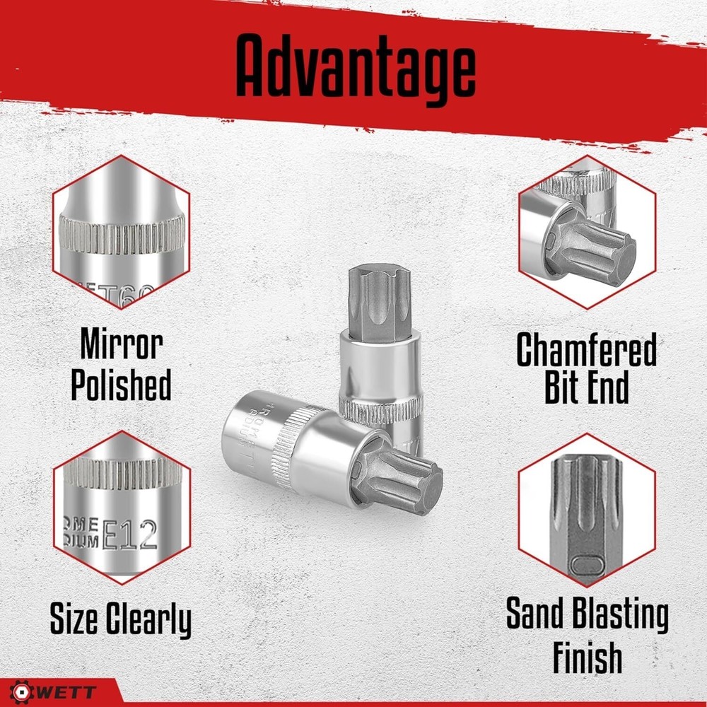 Master Torx Bit Socket and External Torx Socket Set 60-Piece Drive E-Torx Socket
