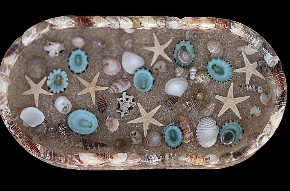 Handmade resin sand and shell trinket dish
