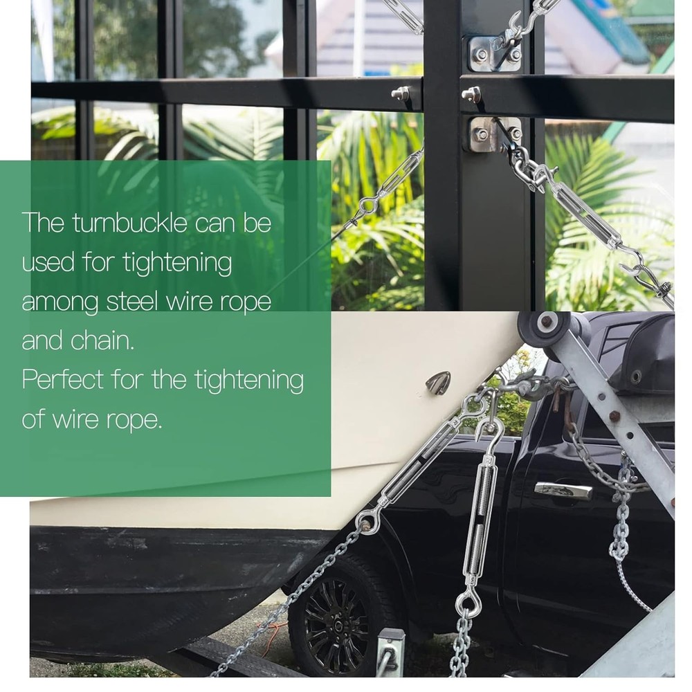 6PCS Adjustable Hook & Hook Turnbuckles - 551lbs Load Capacity for Versatile Use