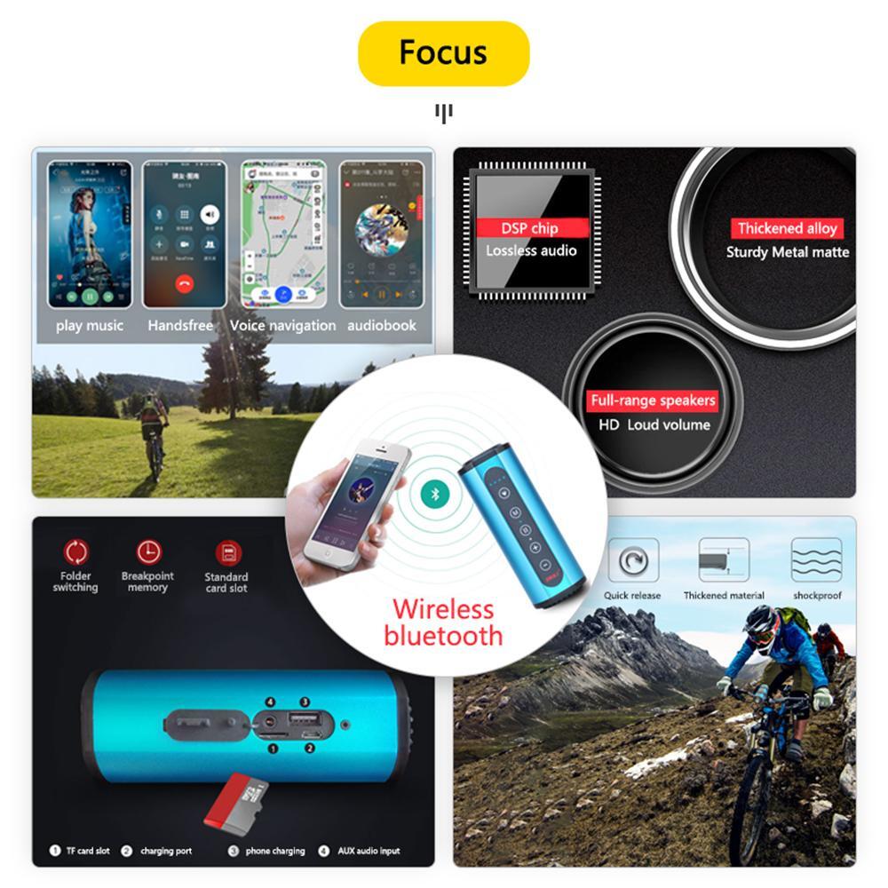 1* USB Charging Cycling Bluetooth Wireless Speaker+Power Bank+Bracket+Flashlight