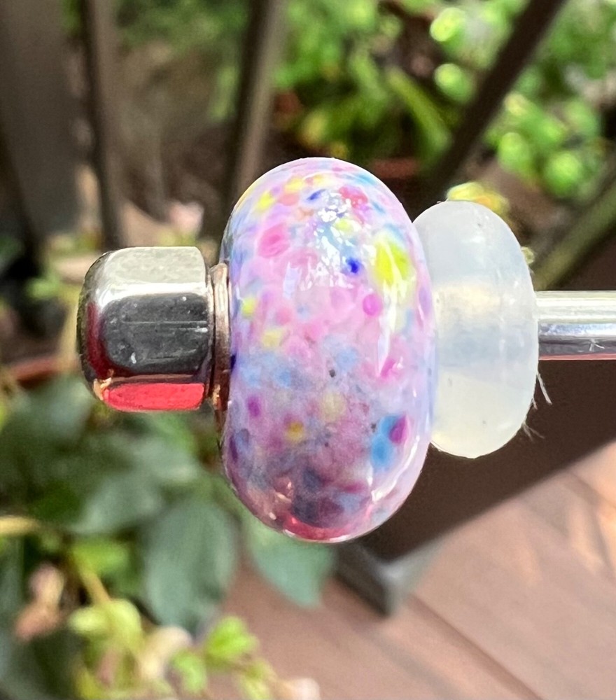 Trollbead trollstone pink rainbow ooak unique