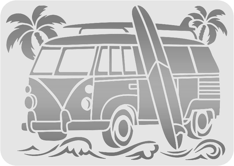 7"x10" Clear Plastic Stencil - Surf Van (MC254)*