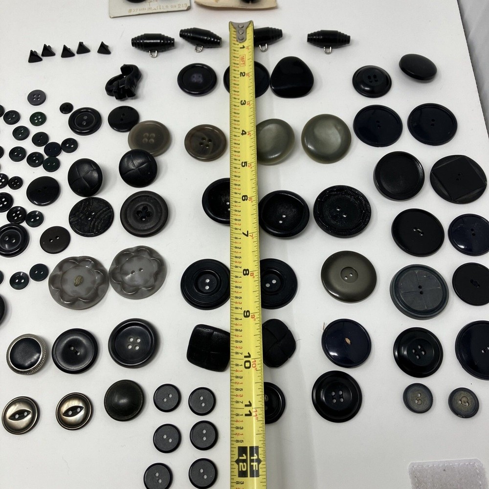 Vintage Button Lot Black Gray Mixed Lot