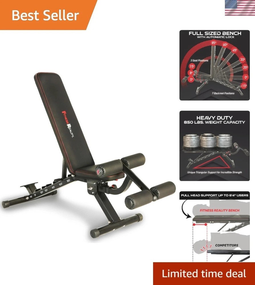 2000 Super Max XL Adjustable Weight Bench - 850 lb Capacity, Foldable Design