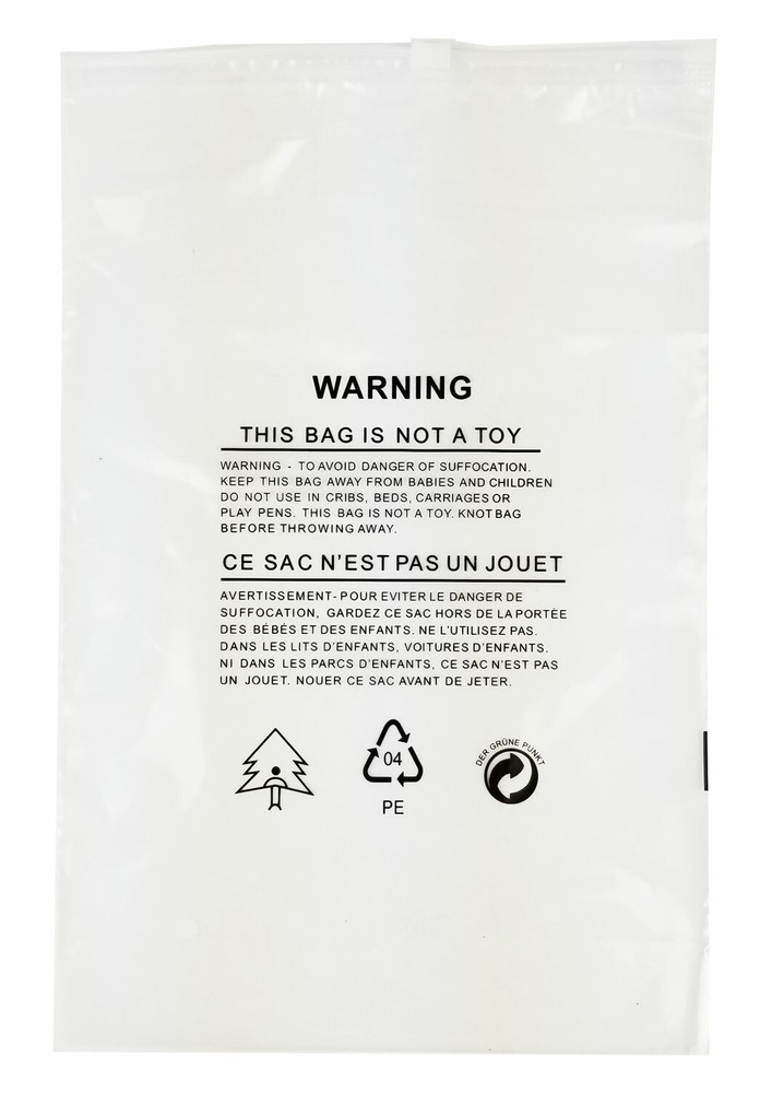 100 Suffocation Warning Clear Poly Bag Zip Lock Bags Reusable Reclosable w/Knob