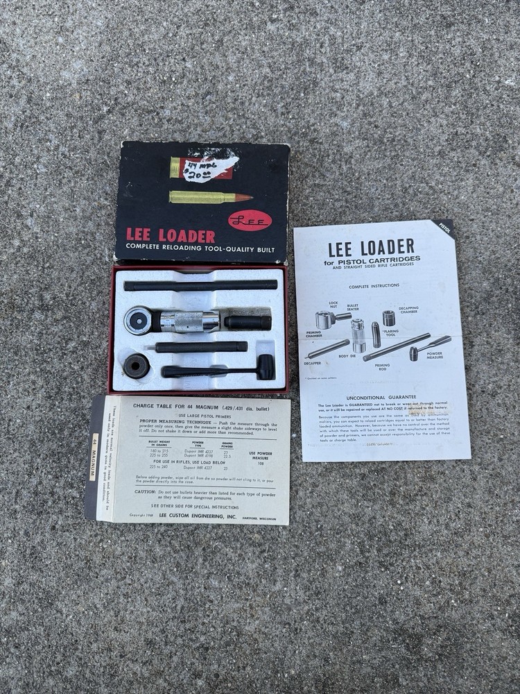 Lee Loader .44 Magnum Complete Reloading Tool Set w/ Instructions .429/.431