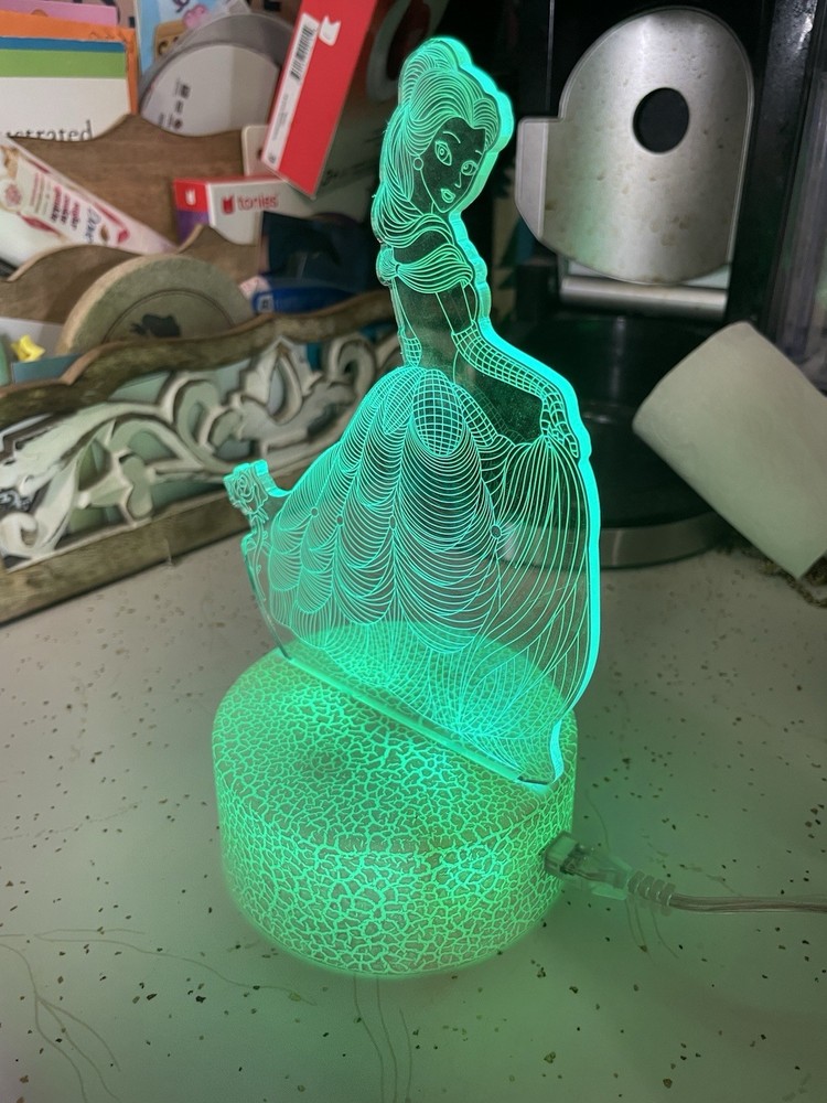 Princess LED Night Light Color Changing USB Powered Touch Control Crackle Finish