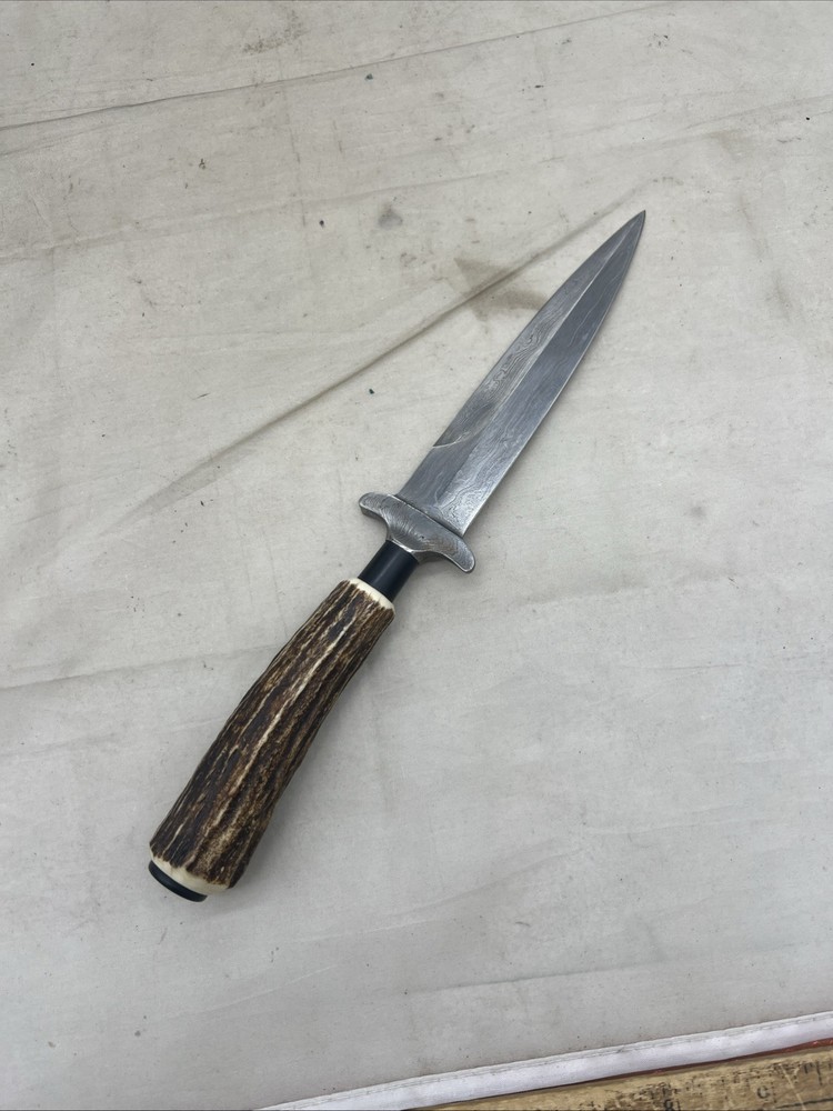 Kershaw Damascus Soligen Germany Stag Handle Boot Knife (GG36
