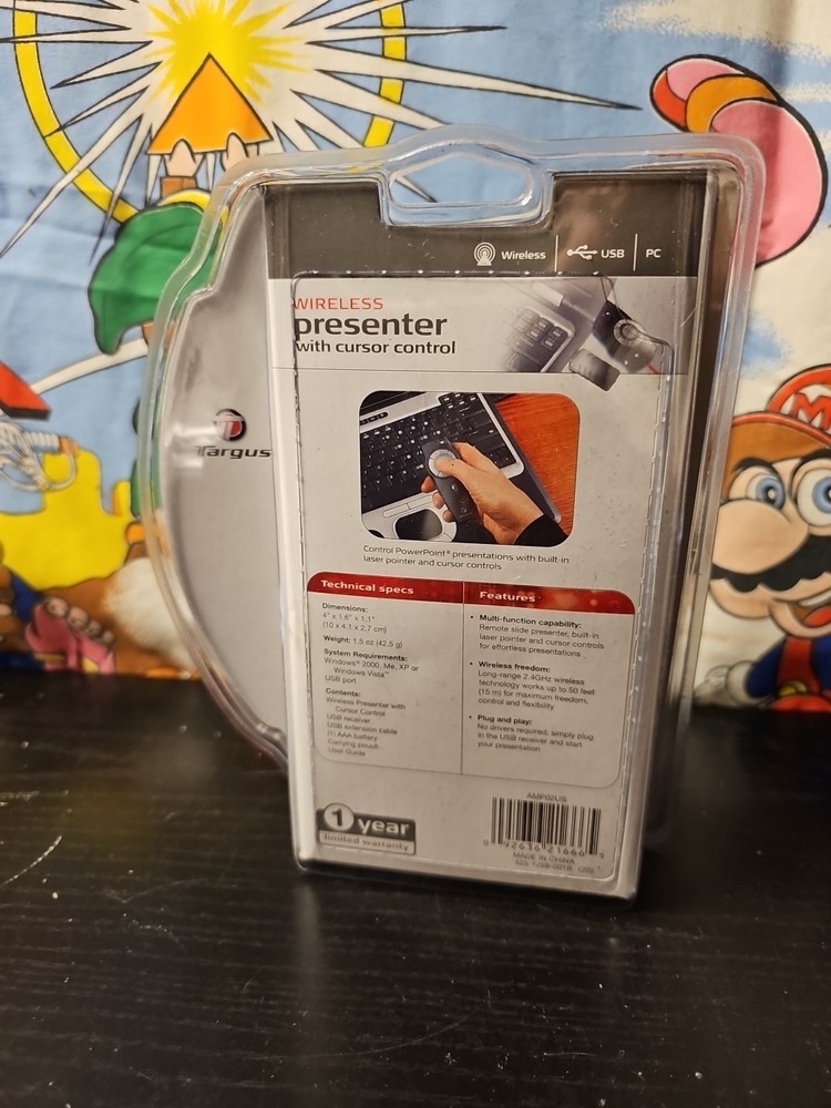 Targus Wireless Presenter With Cursor Control Built In Laser Pointer