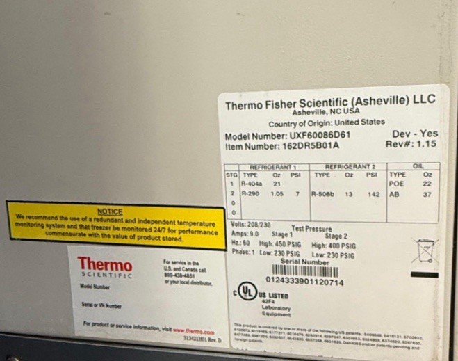 Temperature Freezer (-86°C)