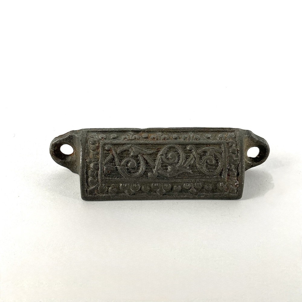 Antique Bin Pull Drawer Handle Victorian Eastlake Hardware Cast Iron 003