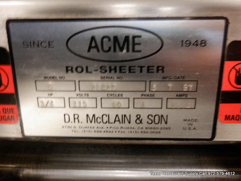 Acme 8 Rol-Sheeter Machine