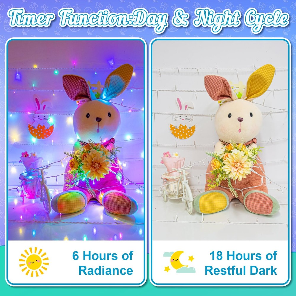 Easter String Lights Battery Operated, Pastel Easter Lights with Timer 16.4ft...
