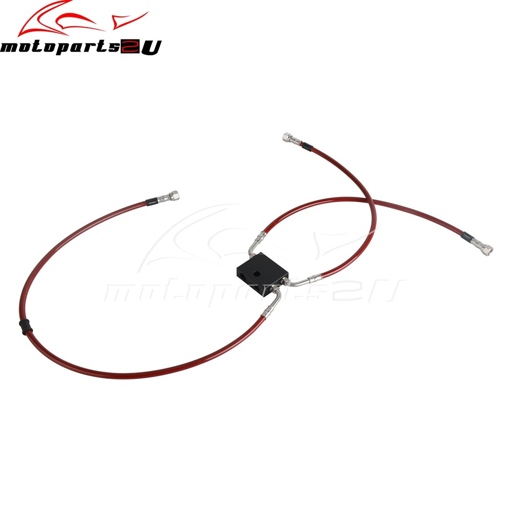 Front Upper Lower Complete Brake Line Kit Red Fit 2018+ Harley Softail Fat Bob