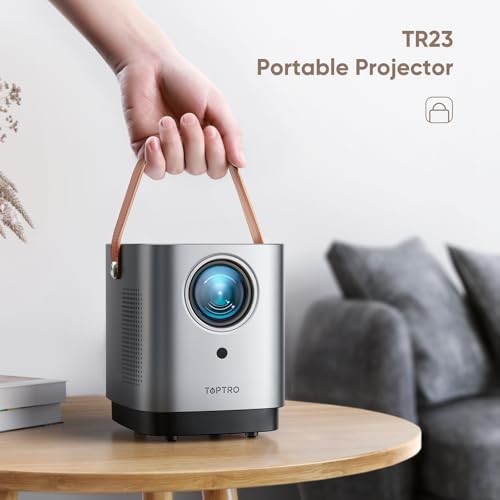 [Unique Handle Design] Mini-Projector, Mini Projector with 5G WiFi and Silver