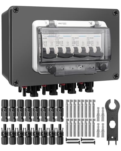 Solar Panel Disconnect Switch DC Circuit Breaker Box, 4 String 32 Amp
