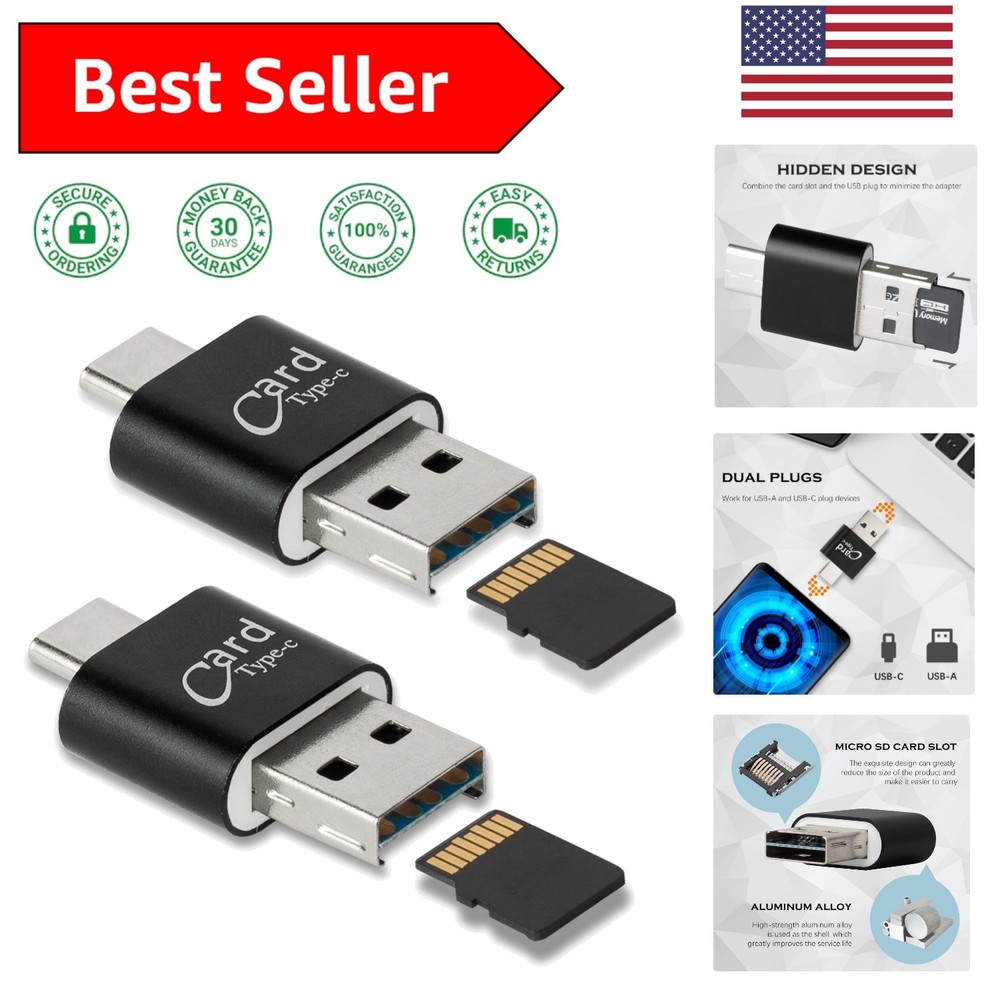 2-Pack  Micro SD Card Reader with USB-C & USB-A - Seamless File Transfers