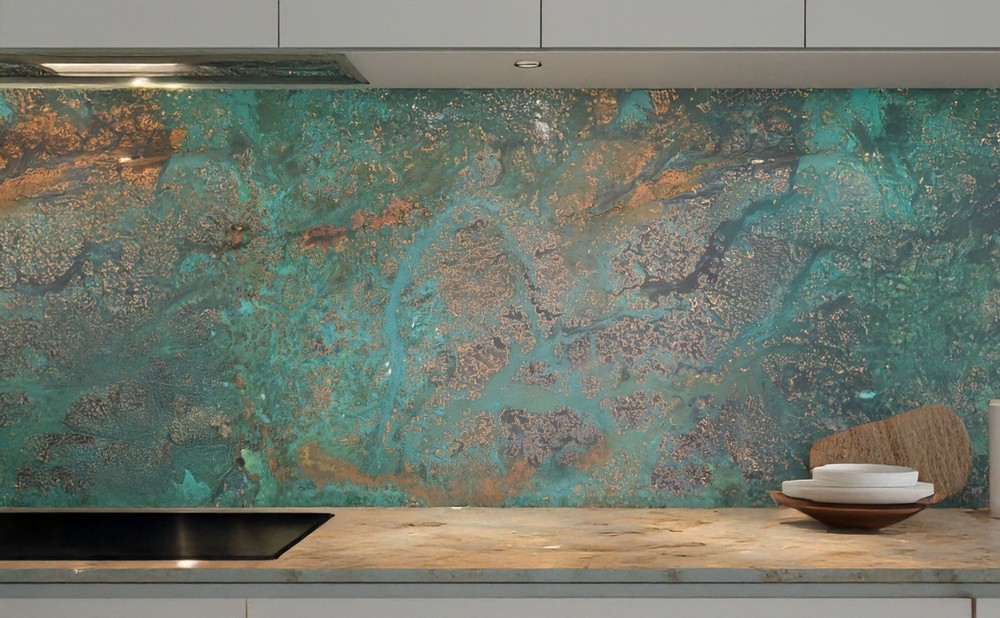 Real Copper Backsplash Panel – Handmade Metal Wall Art Kitchen Decor