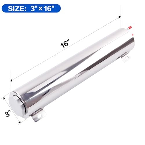 Radiator Coolant Overflow Tank 3'' x 16'' Inch Polished Stainless Steel 50 OZ