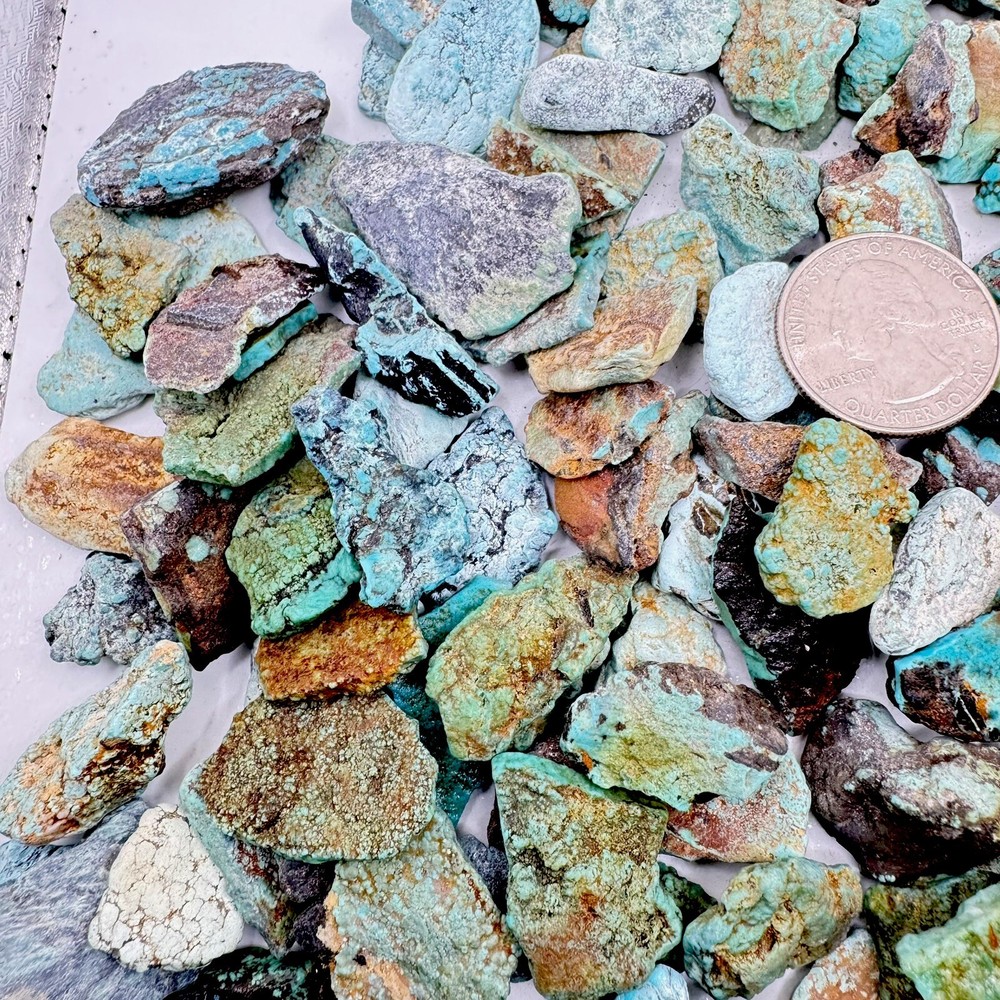 One Pound Natural Veins Turquoise Thin Authentic Hard Blue & Green