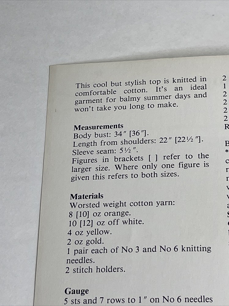 Striped Cotton Top Women's Knitting Pattern