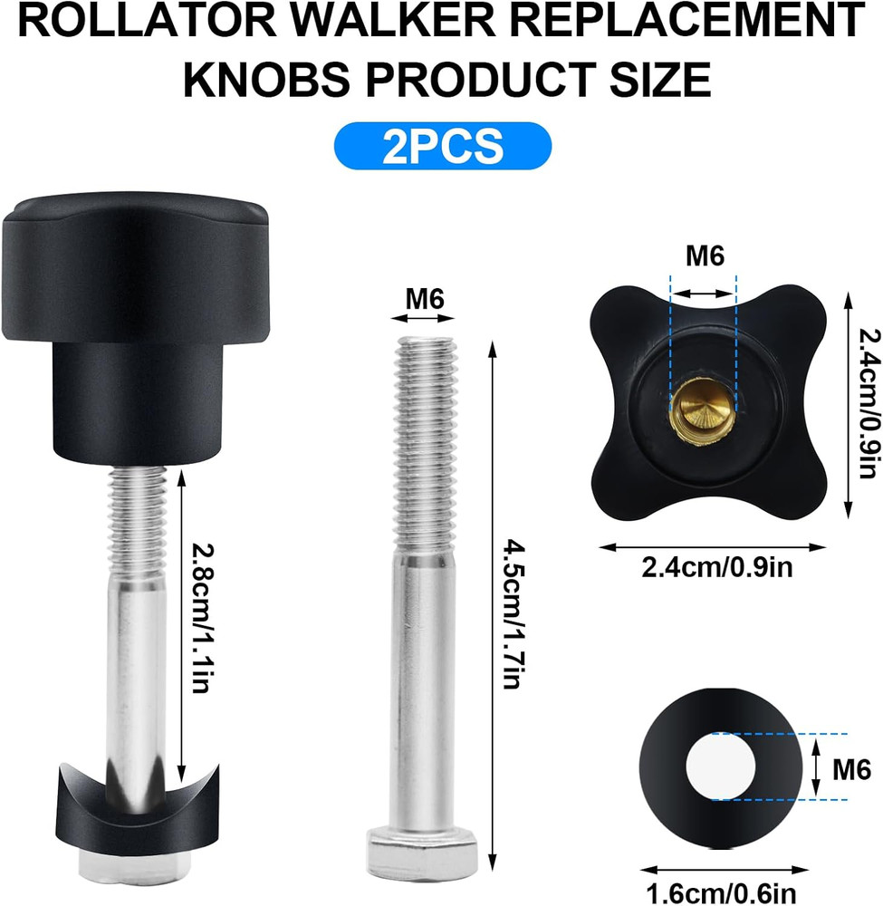 Rollator Walker Replacement Knob 2 PCS Replacement Arm Adjustment Knobs