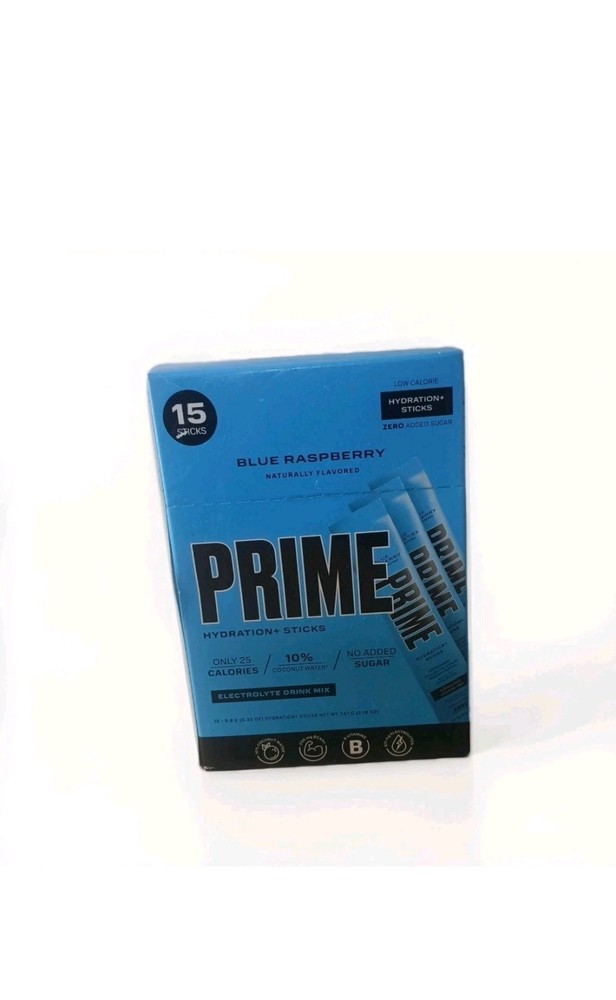 PRIME Hydration+ BLUE RASPBERRY Electrolyte Drink Mix 15 packets total
