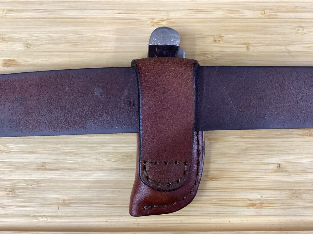 Trapper Size Leather Folding Knife Belt Loop Sheath (Sheath Only)