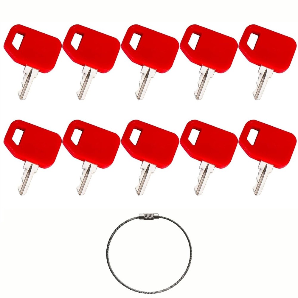 10 Pack AT195302 AR51481 Ignition Keys Compatible with Loader Backhoe Tractor...