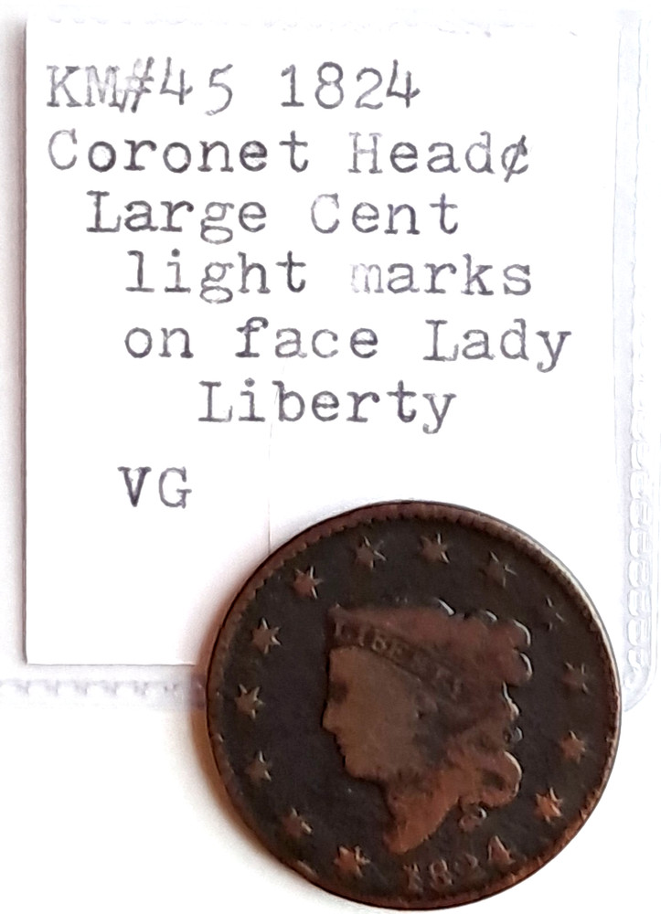 KM#45 1824 Coronet Head US Large cent