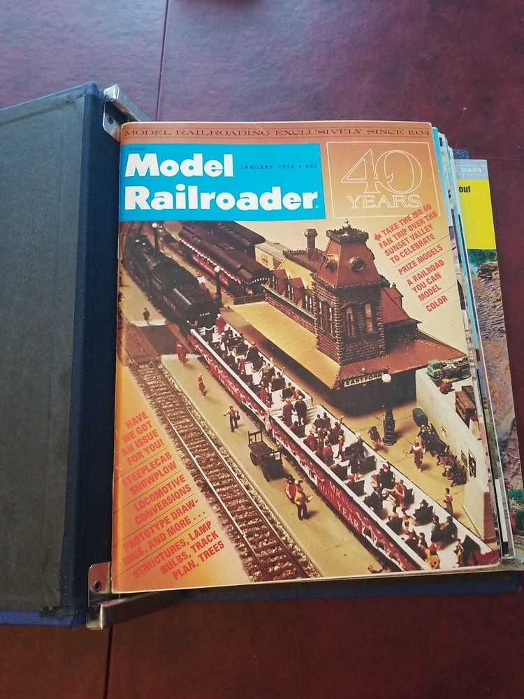 Model Railroader - 1974  in official blue binder. Missing September Issue