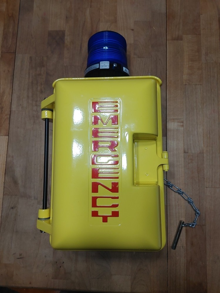 Ceeco Emergency Push Button Phone W Blue Top Light. Weather Proof.