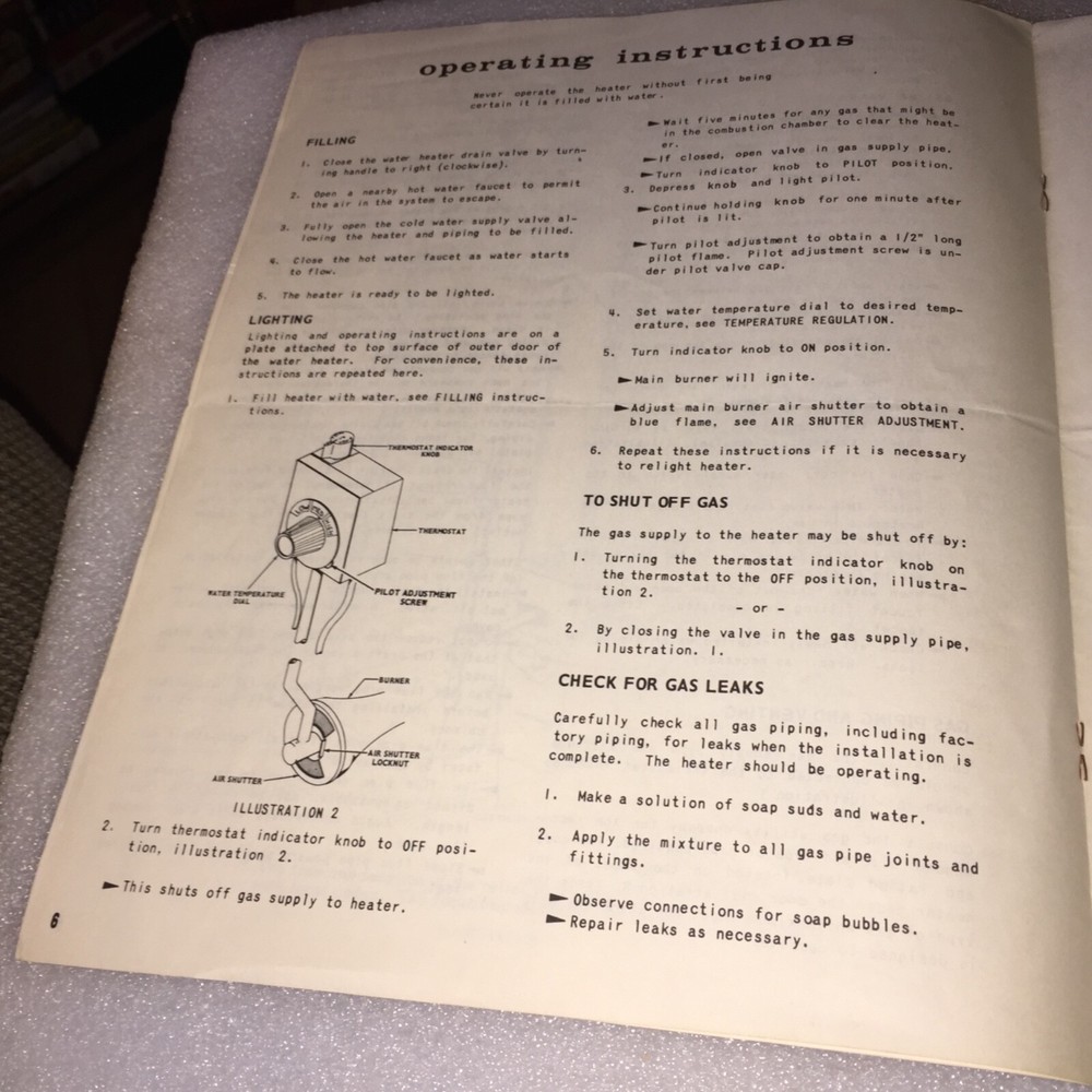 VINTAGE 1964 SEARS 600 GAS WATER HEATER INSTRUCTIONS & PARTS MANUAL #150.36231
