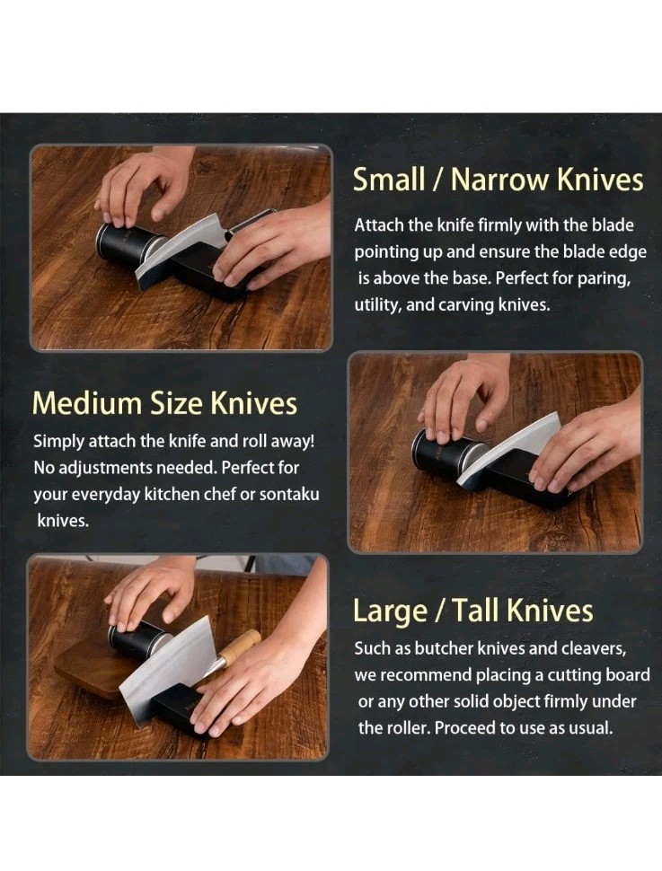 Rolling Knife Sharpener Kit - All Knife Sharpening Tool w/ Diamond & Ceramic