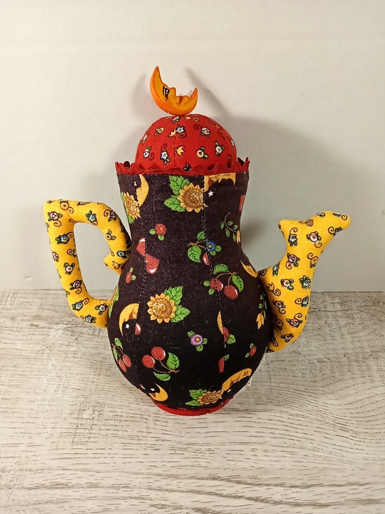 Mary Engelbreit Teapot Pin Cushion/Container Pre-owned 7"