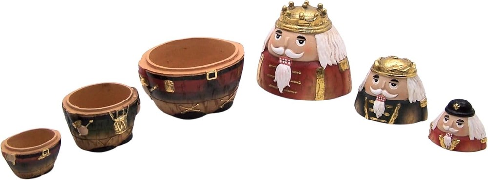 3pc Nesting Nutcracker Set Christmas Holiday Decor Stacking Soldier Figurines