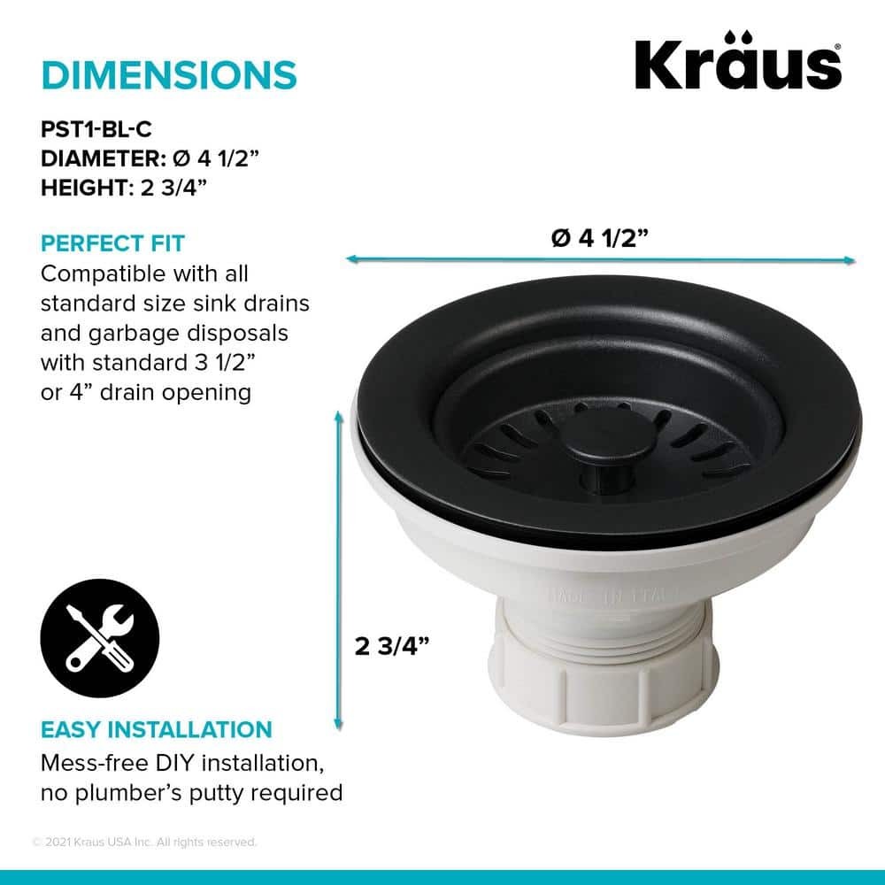 KRAUS Kitchen Sink Strainer in Black