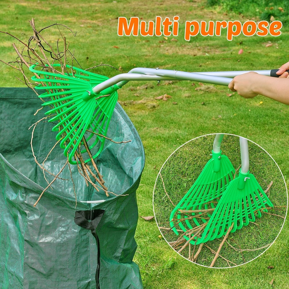 Leaf Grabber Rake,Leaves Collector Tool with Long Handle,Efficient Leaf Picke...