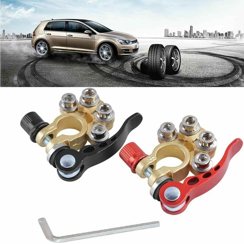 2Pcs Car Battery Terminals Connector Clamp Quick Release Adjust Disconnect Tool
