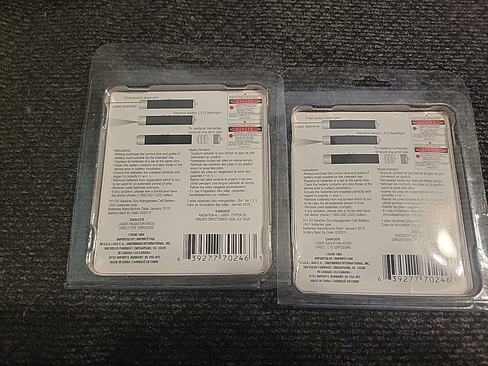 Dual Function Red Laser Pointer/Bright LED Flashlight with Keyring - 2 Count