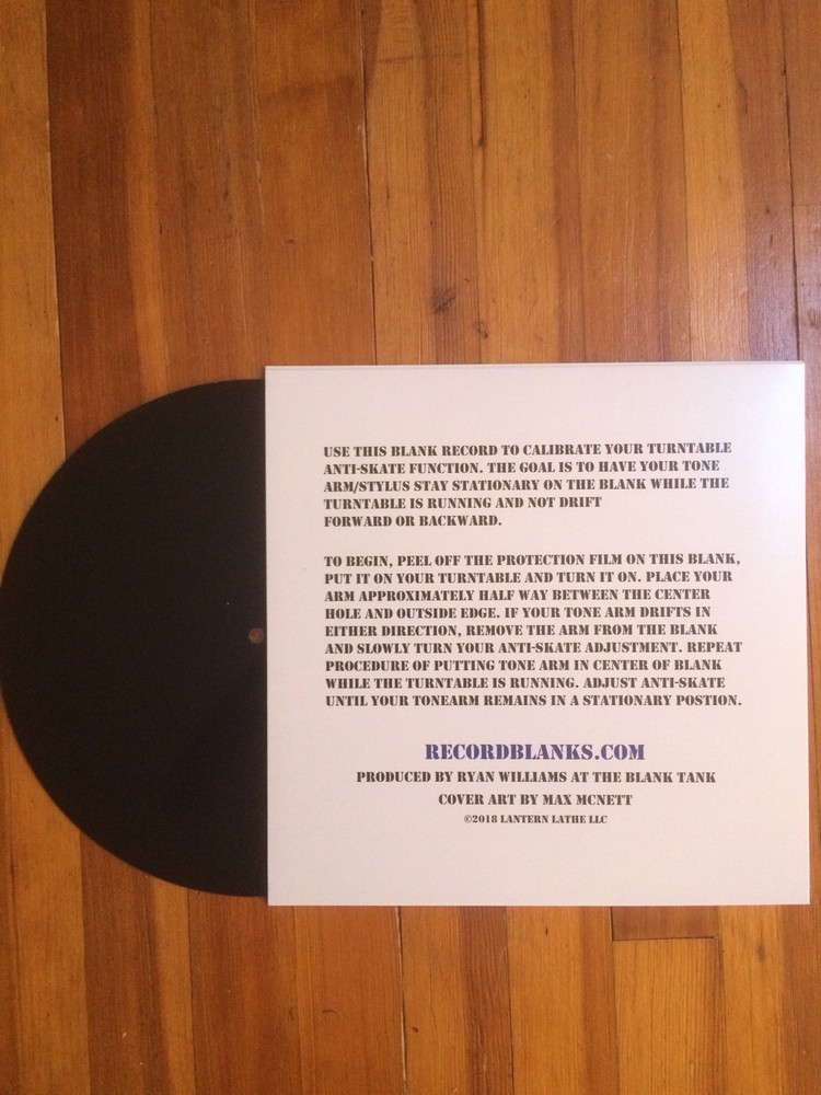 Anti-Skate Blank Vinyl Calibration Record