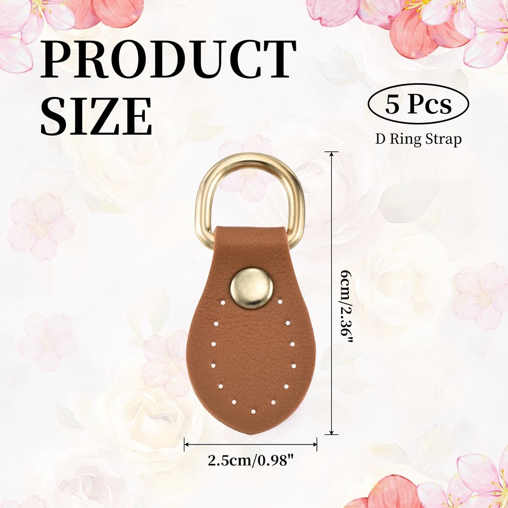 5 Hooks for Strap Bag for Accessories Bag Creation, Brown