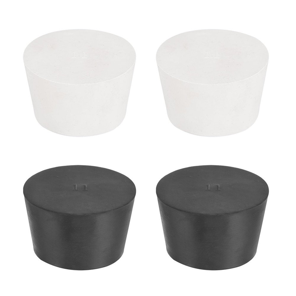 4 Pcs Solid Rubber Stopper Size 11#-56mm x 46mm - 34mm Long, Black/White