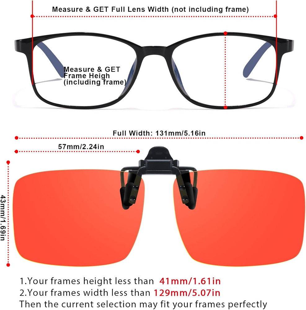 3 Pack Clip On Blue Light Blocking Glasses for Eyes Strain/Light-Sensitive Fl