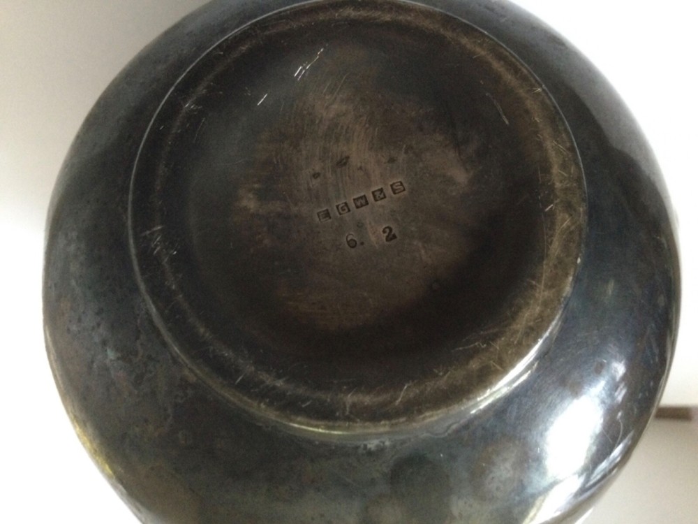 vintage silver plated pitcher with rattan handle