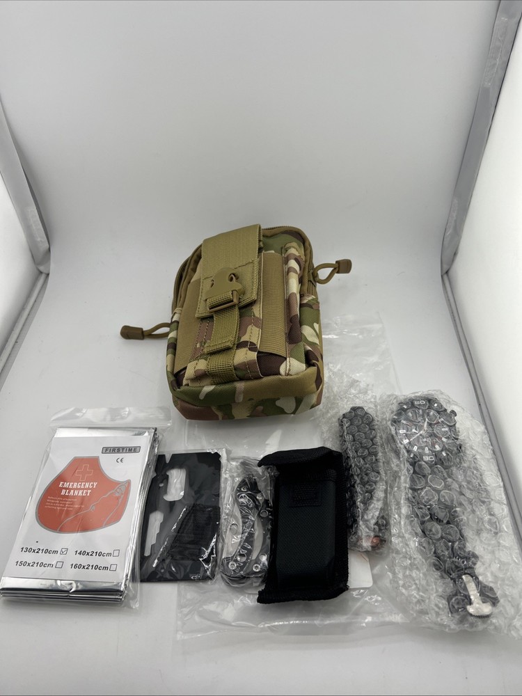 Stauer Desert Camo Emergency Survival Kit Multi Tool Flashlight Emergency Bl....