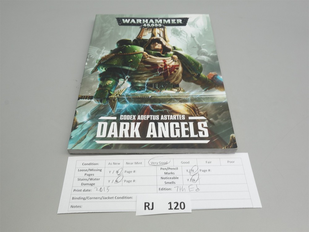Warhammer 40k Codex Army Book - Dark Angels Space Marines (7th Edition)
