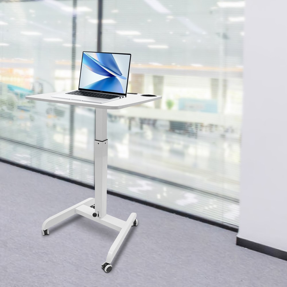 Adjustable Rolling Podium Mobile Standing Laptop Desk Presentation Lectern Table