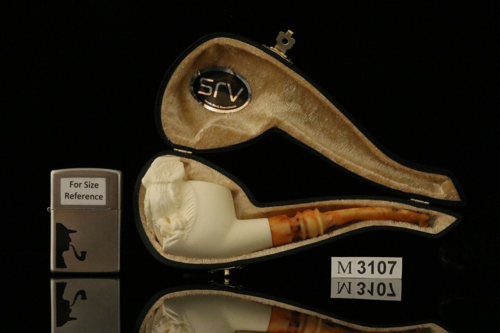 srv - Owl Block Meerschaum Pipe with fitted case M3107