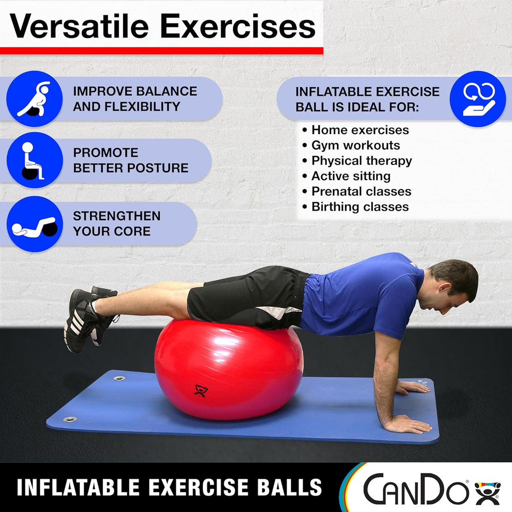 Inflatable Exercise Ball - Blue 11.8 Durable Extra Thick Non-Slip Stability...